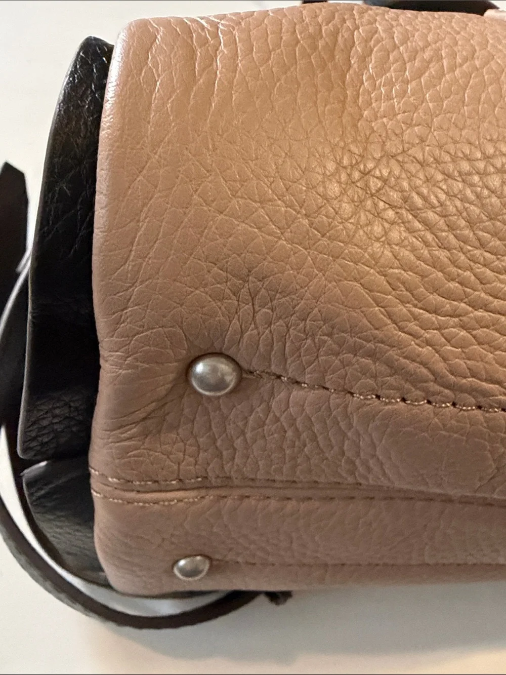 American Leather Co. Blush Pink Pebbled Crossbody with Black Strap